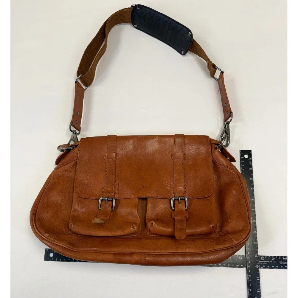 Vintage Will Leather Goods Think Leather Messenger Bag Brown Soft Flannel‎ Lined